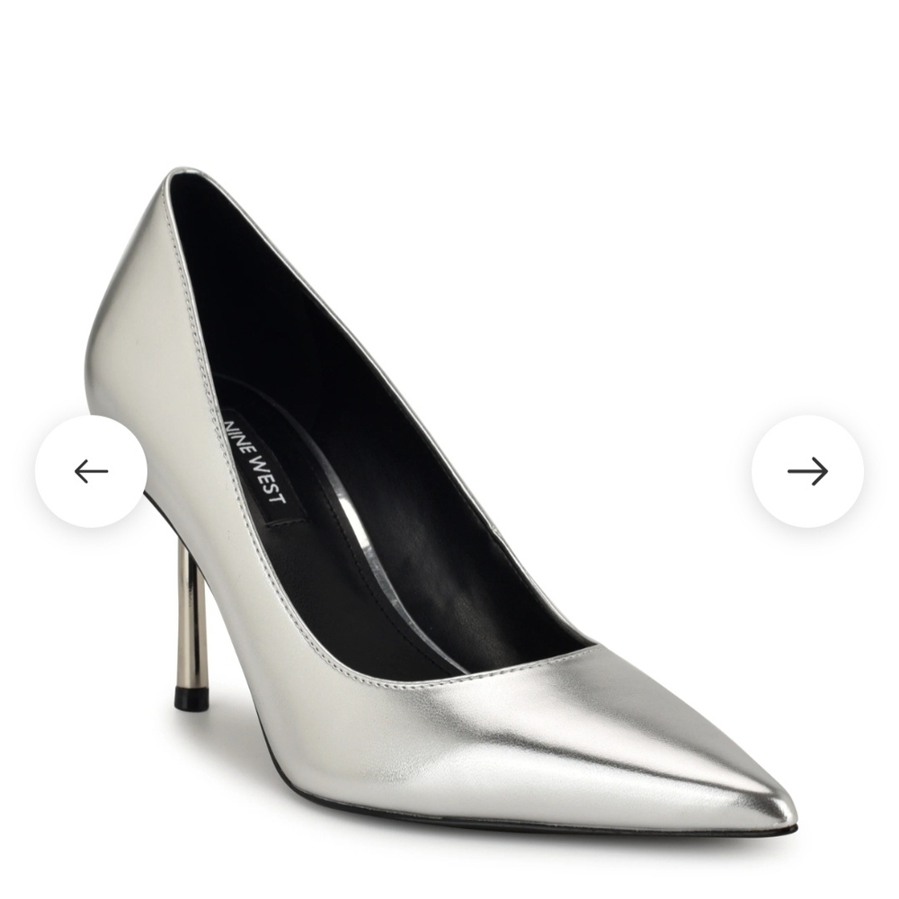 Nine West Metallic Silver Heels